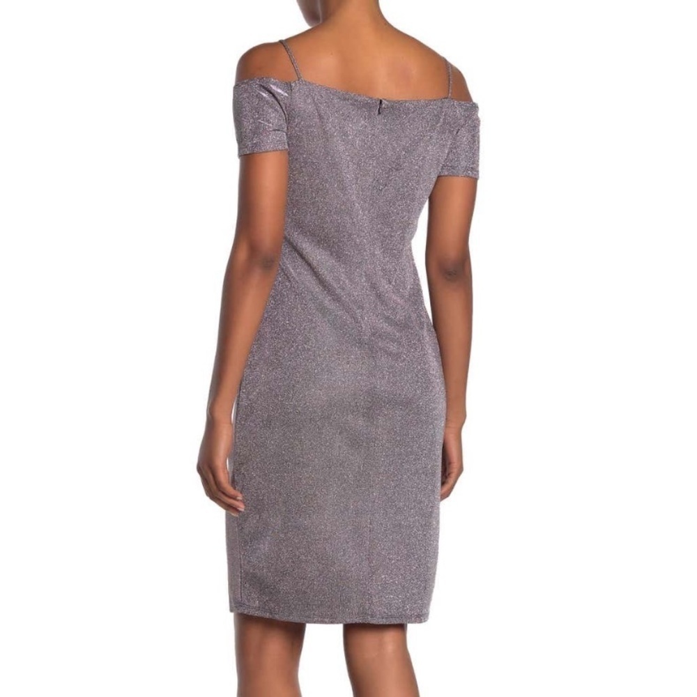 NWT - MARINA midi slim off shoulder metallic dress - Picture 2 of 2